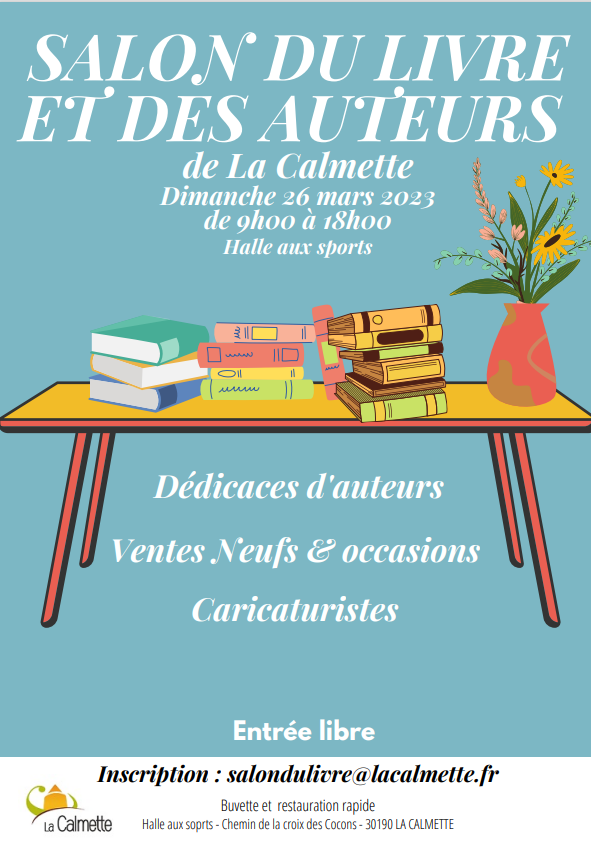 Affiche salon du livre et des auteurs de La Calmette